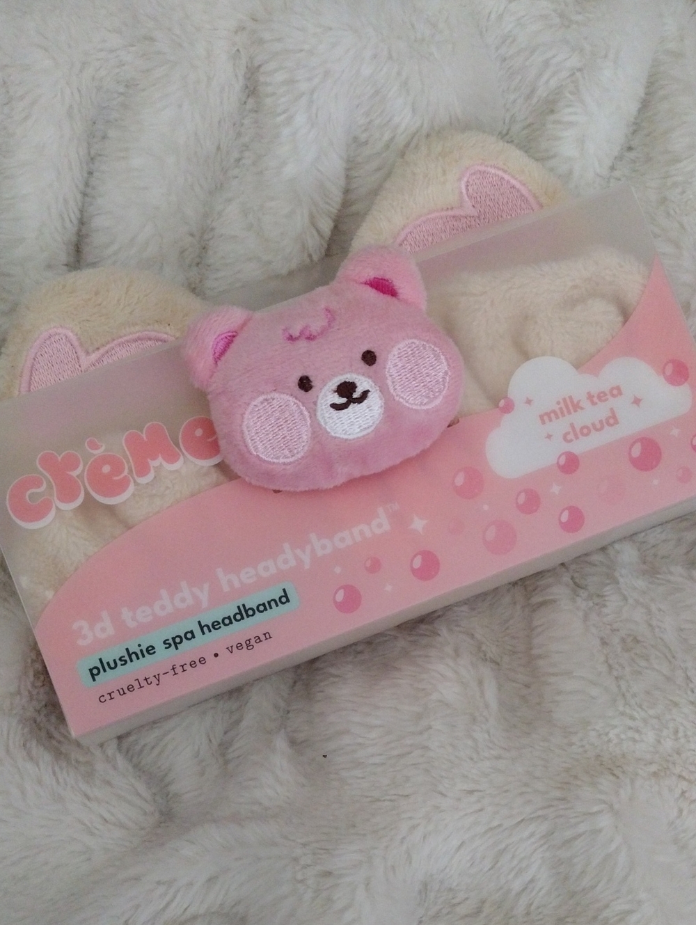 The Creme Plushie Spa Headband - Pink Teddy